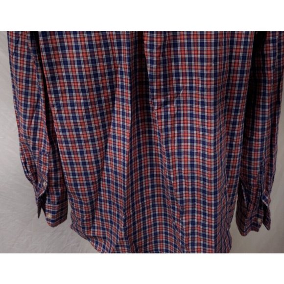 Chaps Easy Care EST 1978 Mens XXL Red Blue Plaid Long Sleeve Button Up Shirt - Picture 10 of 12